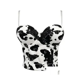 Accessories French Simple Off-The-Shoder Vest Cow Print Back Buckle Y Womens Suspender Denim Bra For Women And Girl Drop Delivery