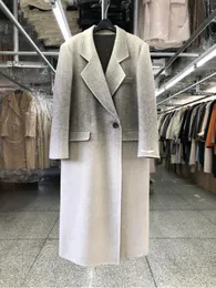 Misto lana da donna Autunno / Inverno Stile coreano fatto a mano Giacche di lana allentate con un bottone Risvolto Seta Colore sfumato lungo Cappotti di lana da donna 230912