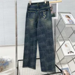 Pantaloni in denim alla moda per donna Jeans larghi con design a lettere ricamate Ragazza Lady Pantaloni di alta qualità