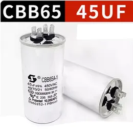 10st CBB65 45UF Motor Kondensator Luftkonditioneringskompressor Start Kondensator 450V