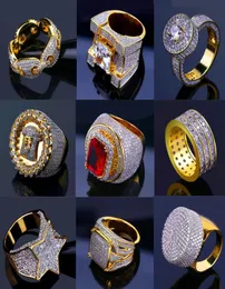 Bling glacé or anneaux hommes Hip Hop bijoux Cool CZ pierre luxe Deisnger hommes Hiphop anneaux b067315608