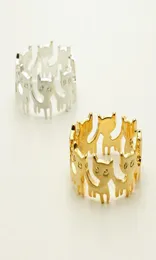 Anéis de gatos de fábrica 6 lindos anéis de animais conectados para gatos para mulheres e meninas podem misturar cores EFR0035263214