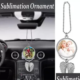 Große Weihnachtsflügel Sublimation Dekorationen Halsketten Anhänger Blanks Auto Anhänger Engel Flügel Rückspiegeldekoration Hanging Charme Dhgiq