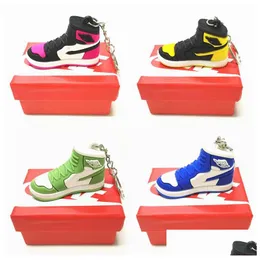 14 renk toptan tasarımcı mini sile spor ayakkabı anahtar zinciri erkekler için kutu kadınlar çocuklar anahtar yüzük hediye ayakkabıları anahtar zincirleri çanta zinciri basketbol s