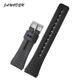 Jawoder pulseiras de relógio 18 20 22mm preto borracha silicone pulseira pino fivela para casio esportes relógio straps238a