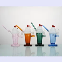 Vendita di fabbrica H17cm 4 colori Tubo per l'acqua in vetro stile gelato/Pipa per bong in vetro per acqua da fumo/Bong in vetro per fumatori per la distribuzione