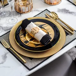 Plates Wedding Plate Set Kids Pottery Luxury Designer Dinner Gold Flat Black Glass Europe 27cm Pratos De Jantar Tableware ZZ50PZ