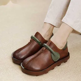 Klädskor gktinoo höstlägenheter för kvinnor loafers lyxdesigner casual äkta läder damer vulkaniserade