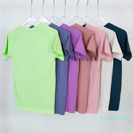 2022 Yoga Womens Wear بسرعة 1 0 2 0 Tech Ladies Sports T Shirts الزي القصيرة ذات القمصان ذات الأكمام قصيرة الرطوبة