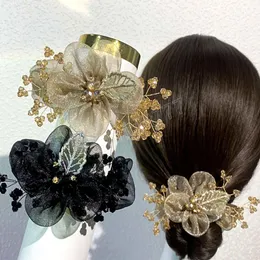 Yarn Flower Hair Rings Rope Women Girl Ponytail Ties Elastic Hair Bands Leaves Rhinestone Beads Headbands Scrunchies Accessories