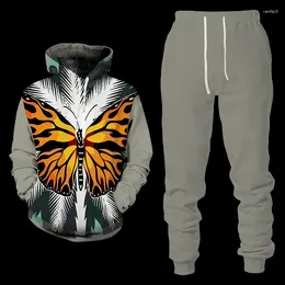 Men's Tracksuits Elegant Butterfly 3D Printed Men Women Tracksuit Sets Casual Hoodie And Pants 2pcs Oversized Pullover Fashion Clothing