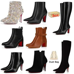 With box designer red bottoms women boots so kate booty astribooty lady sexy pointed-toe pumps lipstick style high heels boot ankle short stilettos ladies shoes