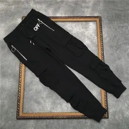 2022 di nuovo Modo Jogger Pantaloni Cargo Uomini di Colore Solido Grande Catena Tasche con Cerniera Doppio Off Casual Streetwear Pantaloni Della Tuta303c