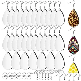 Keychains Lanyards Sublimation Blank Earrings Unfinished Teardrop Heat Transfer Printing Pendant For Jewelry Diy Making Drop Delivery Dh01U