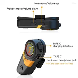 Zestaw słuchawkowy Helmet Bluetooth BT5.0 Jazda motocyklowa połączenie bezprzewodowe 1200 mAh z miękką pszeniczną żółtą