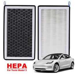 För Tesla Model 3 Model Y HEPA Aktivt koldioxidfilter Auto Luftkonditioneringsfilter Element Element Pit Kit Cabin Air-Filters