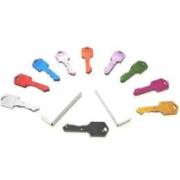 mtifunctional folding 나이프 키 체인 미니 방어 야외 키 체인 키 모양 장 과일 knifes 도구 체인 10 색 드롭 배달