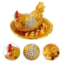 Jewelry Pouches Vintage Home Decor Hen Laying Eggs Ornaments Desk Adornment Decorative Box Alloy