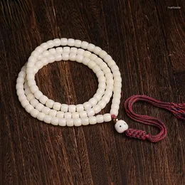 Strand branco jade bodhi raiz mão corda buda contas pulseira balde 108 colar religioso acessórios masculinos