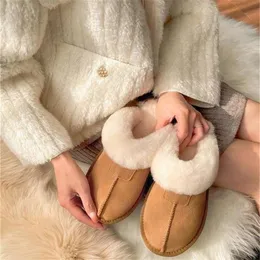 Chinelos de pele para mulheres usando pele integrada toe botas de neve novo inverno 2023 um pé chinelos de algodão quente