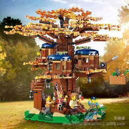 الكتل 2023 العلامة التجارية الجديدة Tree House Time Building Build Bricks Creative Cities Street Toys for Kids Christmas Gifts R230913