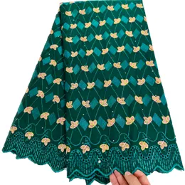 KY-5167 Rhinestones Bomullsduk Multikolored Women Evening Gown Nigerian till försäljning Swiss Voile Spets Tyg Senaste 5 meter Afrikansk design sommar och höst