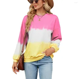 Frauen Hoodies Mode Herbst Winter Tie Dye Gestreiften O Hals Langarm Pullover Top Frauen Sweatshirts Zieht Streetwear