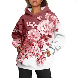 Kvinnors hoodies fashionhoodies kvinnor mode hooded y2k sweatshirt topp långärmad rund nacke floral sudaderas de mujere