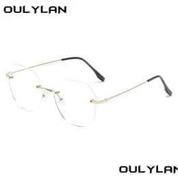 패션 선글라스 프레임 Oylan 금속 프레임 투명 유리 남성 여성 블루 라이트 차단 안경 림리스 안경 클리어 렌즈 DH5QO