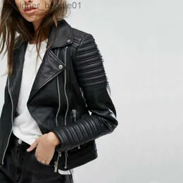 Мужская мода из искусственного меха, женская осенне-зимняя мотоциклетная куртка из искусственной кожи, женская куртка с длинным рукавом в стиле панк, уличная одежда, черное пальто 220818 L230913