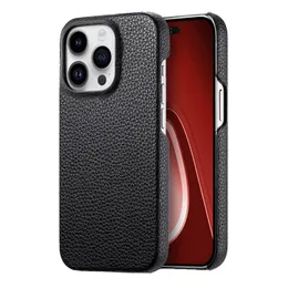 Capa fina de couro de lichia fosca para iphone 15 pro max 14 13 12 11 xs xr x 8 7 plus capa antiderrapante de toque macio