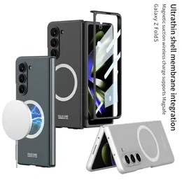 Luxury Magnetic Matte Vogue Phone Case for Samsung Galaxy Z Folding Fold5 5G Ultra Thin Full Protective Soft Bumper Membrane Fold Shell Supporting Wireless Charging