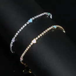 Trendy Delicate sottile sottile arcobaleno color smalto mini cuore amore teatto da tennis braccialetto elegante bracciale hip hop hop zirconia cubica zirconia cubica donna festa regalo all'ingrosso gioielli all'ingrosso