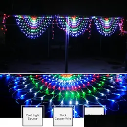 ديكورات عيد الميلاد الجنية Garland Peacock Net Net LED String Lights Outdoor Window Strings for New Year Party Decor