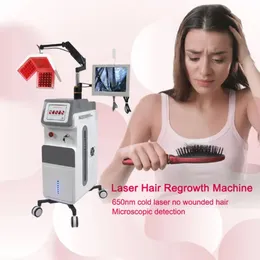 Профессиональная машина для роста волос Диодный лазер Лазер для восстановления волос 650Nm Лечение выпадения волос Анализатор волос Машина для предотвращения выпадения волос для салона красоты