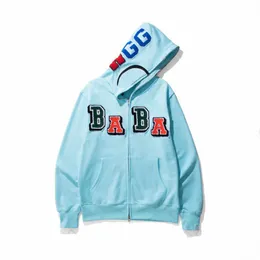 남성 디자이너 상어 까마귀 전체 zip Up Shark Hoodies for Woman Black Comouflage 재킷 블루 따뜻하고 세련된 후드 690