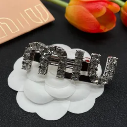 Wholesale M IU letter rhinestone pearl silver hairpin premium sense niche design fashion bangs spring clip