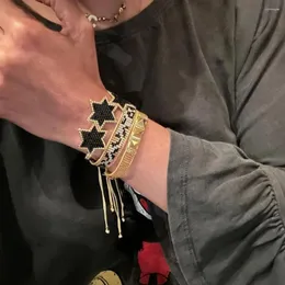 Braccialetti con ciondoli YASTYT Star Leopard Rivetto Bracciale Gioielli Fatti a mano Classico Polsino Miyuki Regalo con perline per i suoi Gioielli con nappa