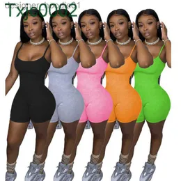 Kvinnor Jumpsuits Rompers Women Jumpsuits Deisgner Slim Sexy Sling Summer Solid Color Sleeveless Vest Shorts Sports Rompers Club Tight Overalls Pants 5 Colors L230