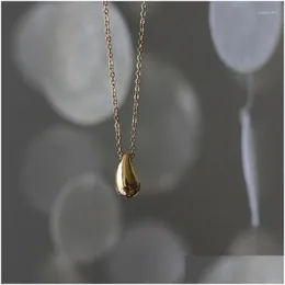 Pendant Necklaces Yun Ruo Not Fade Vintage Gold Plated Solid Water Drop Necklace Fashion Titanium Stainless Steel Jewelry Woman Deli Otlu4