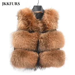 Kadın Kürk Sahte Kürk Gerçek Rakun Kürk Yelek Moda Stili Kadın Kış Kışlı Sıcak Gilet Yelek 3 Sıralar S1150C 230912