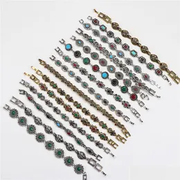 Cadena al por mayor 10 unids / lotes Bk Vintage Metal Bohemian Ethnic Crystal Charm Pulsera para mujeres Regalo de fiesta Estilo de mezcla 230506 Entrega de gota Dhim2