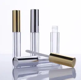 Contenitore vuoto per bottiglia di lucidalabbra per tubo cosmetico rotondo Mini lip gloss da 10 ml all'ingrosso con tappo in argento dorato SN4466