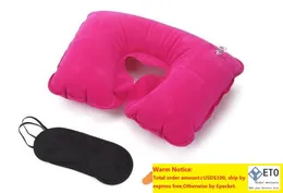 Wholesale factory price 3in1 Travel Office Set Inflatable U Shaped Neck Pillow Air Cushion Sleeping Eye Mask ZZ