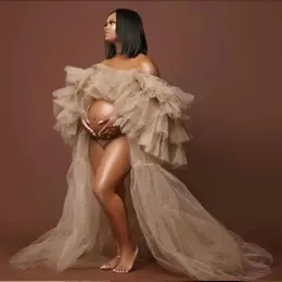 2024 neue flauschige Mutter und ich Tüllkleider Rüschen mit Zug Plus Größe für Fotoshooting Mutter und Tochter Tüll Abendkleid