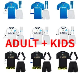 Men Kids Kit 23 24 Napoli Maradona Soccer Jersey Home Away 2023 2024 Neapol Zieliński Insigne Mertens Hamsik Callejon Play