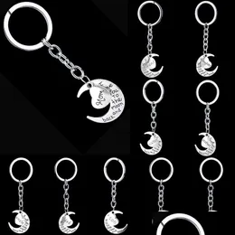 Key Rings I love you to the moon and back heart keychain 가족 구성원 편지 할아버지 할아버지 아빠 아빠 엄마 자매 반지 가방 매달려 Fashio dh7o4