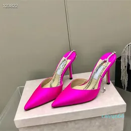 Женская обувь на шпильке с цепочкой и стразами, женская обувь розового цвета, платья для невесты, сандалии на шпильке с пряжкой