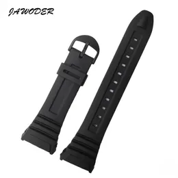 Jawoder Watchband 28mm Black Silicone Rubber Watch Band Strap Pin Back Byt Electronic för Casio W-96H Sports Watch Straps264p