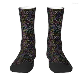 Men's Socks Cool Printed Pastel Penises Pattern For Men Women Stretchy Summer Autumn Winter Funny Cartoon Print Crew